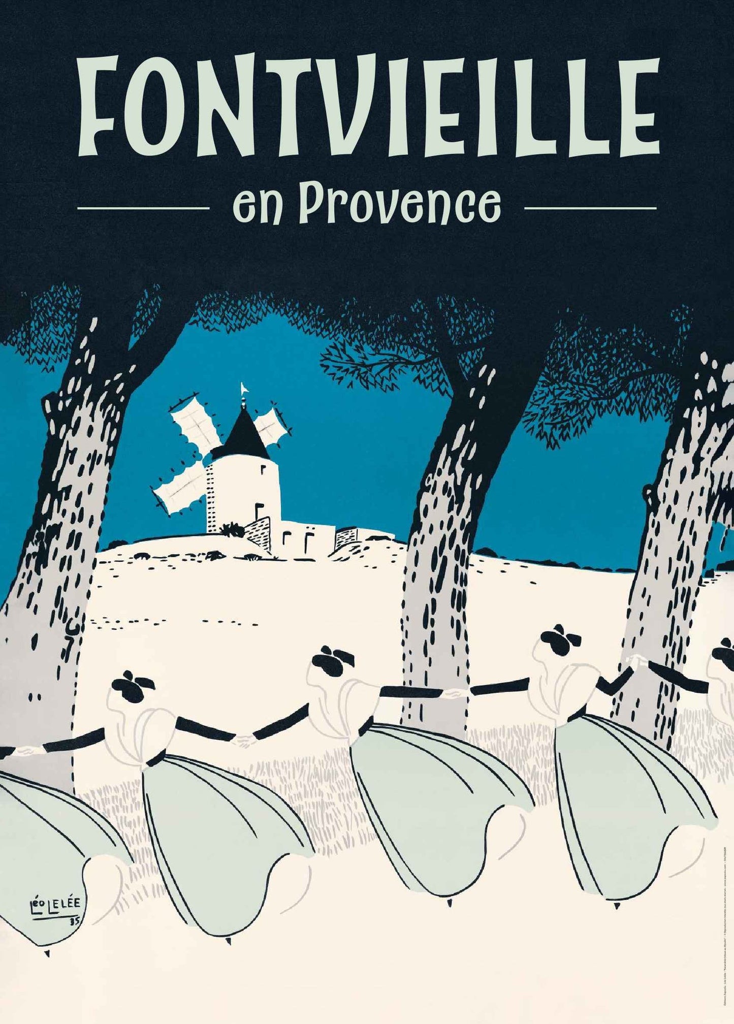 Affiche "Farandole bleue au Moulin de Fontvieille" de Léo LELÉE