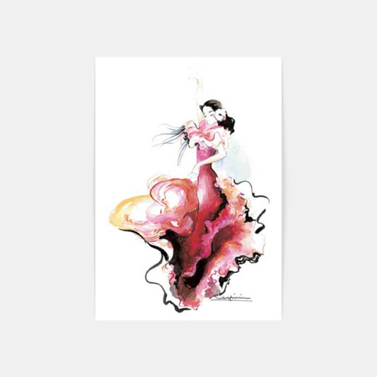 Carte Postale : "Sévillane à la robe orchidée" de Danielle RASPINI