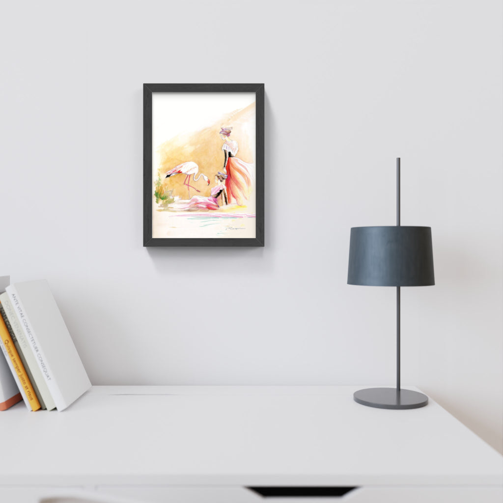 Carte Postale : "Croquis d'Arlésiennes et flamant rose" de Danielle RASPINI