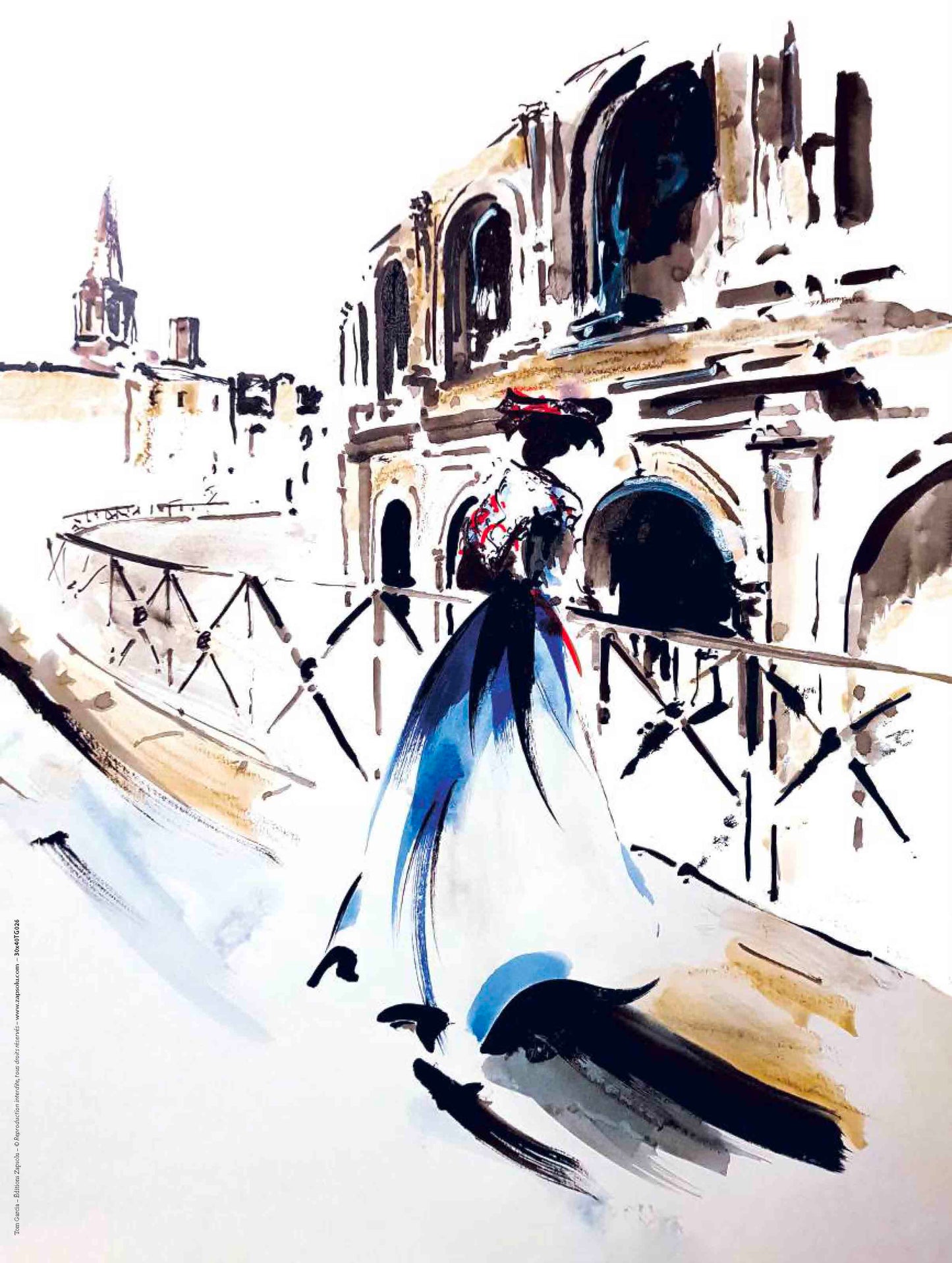 Affiche "Arlésienne à la rambarde des Arènes” de Tom GARCIA