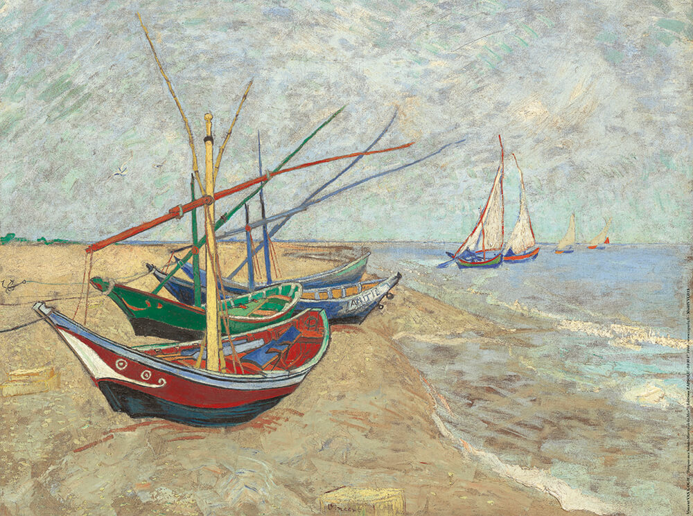 Carte Postale : "Barques aux Saintes-Maries" de Vincent VAN GOGH
