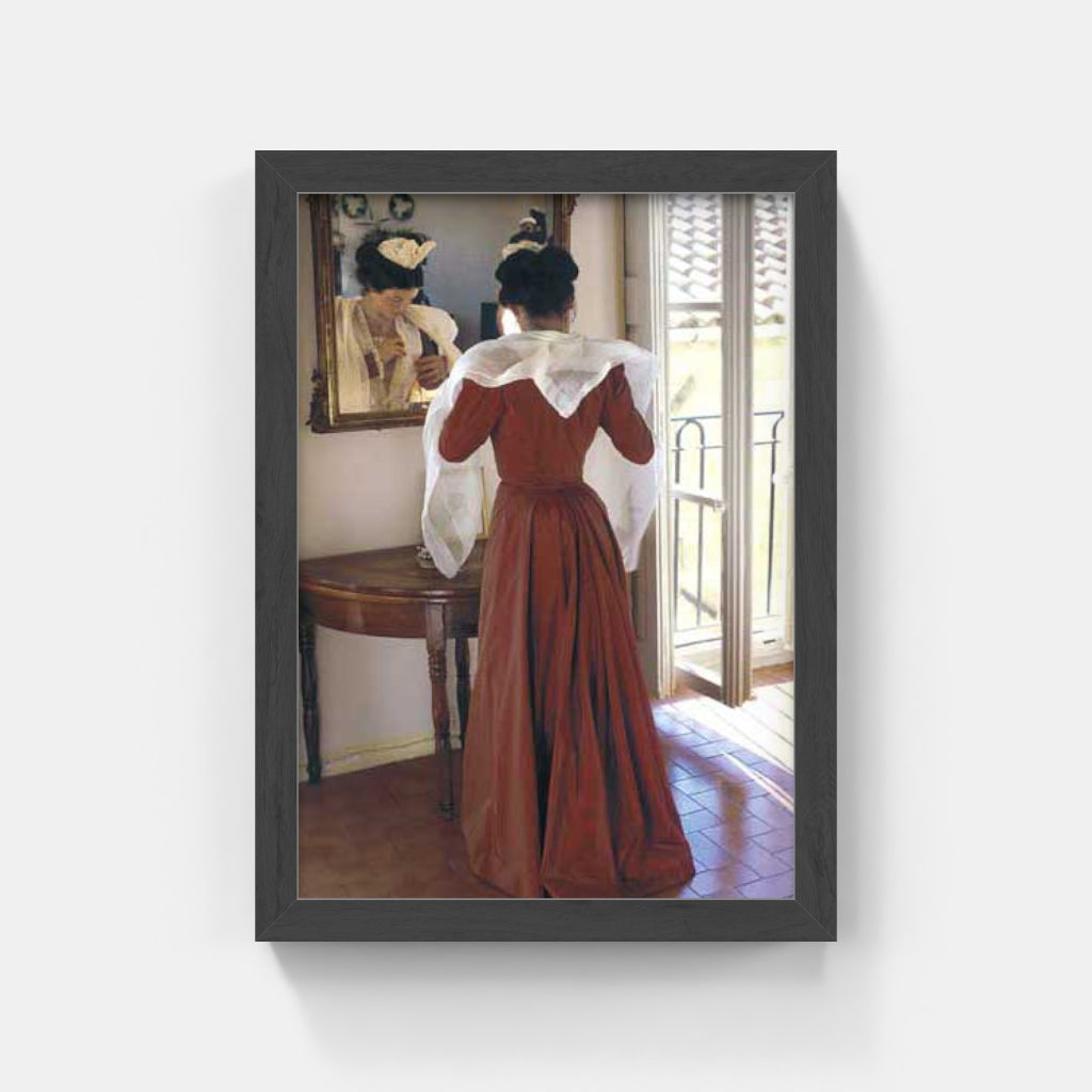 Carte Postale : "Arlésienne rouge au miroir" de Gilles MARTIN-RAGET