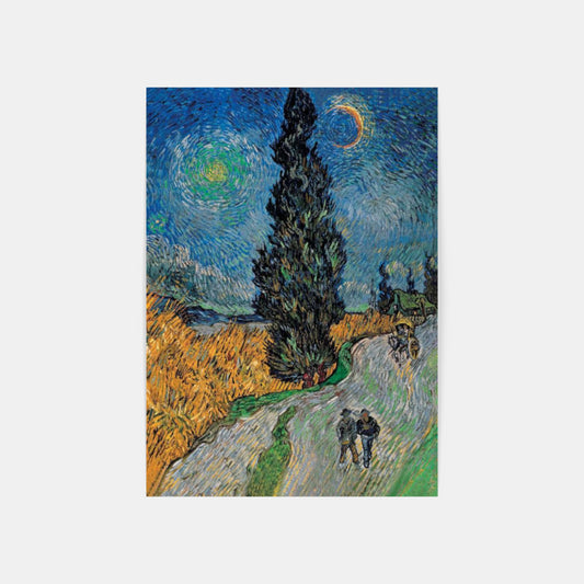 Carte Postale : "Route avec cyprès et étoiles" de Vincent VAN GOGH