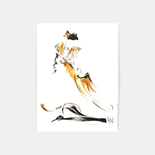 Carte Postale : "Arlésienne à la robe flamboyante" de Tom GARCIA