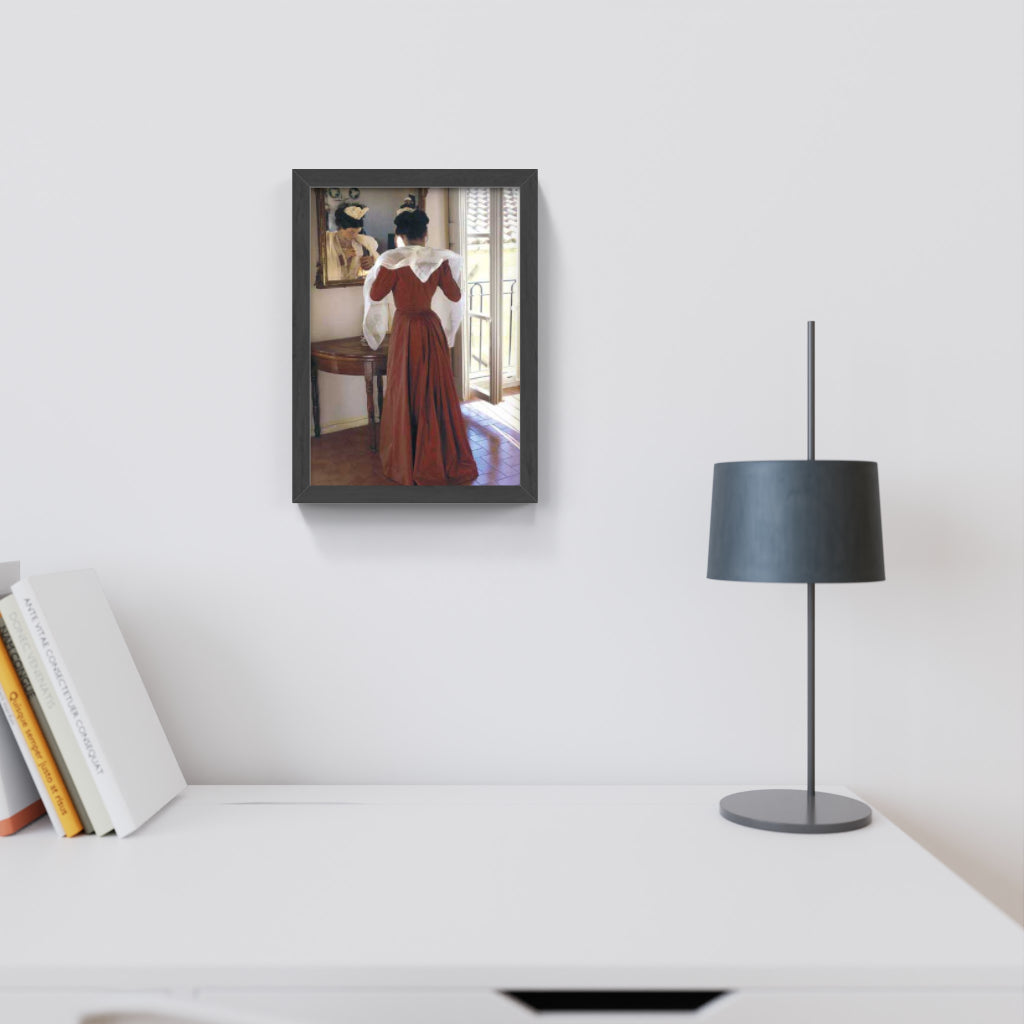 Carte Postale : "Arlésienne rouge au miroir" de Gilles MARTIN-RAGET