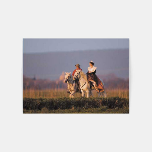 Carte Postale : "Arlésienne et Gardian à cheval" de Gilles MARTIN-RAGET