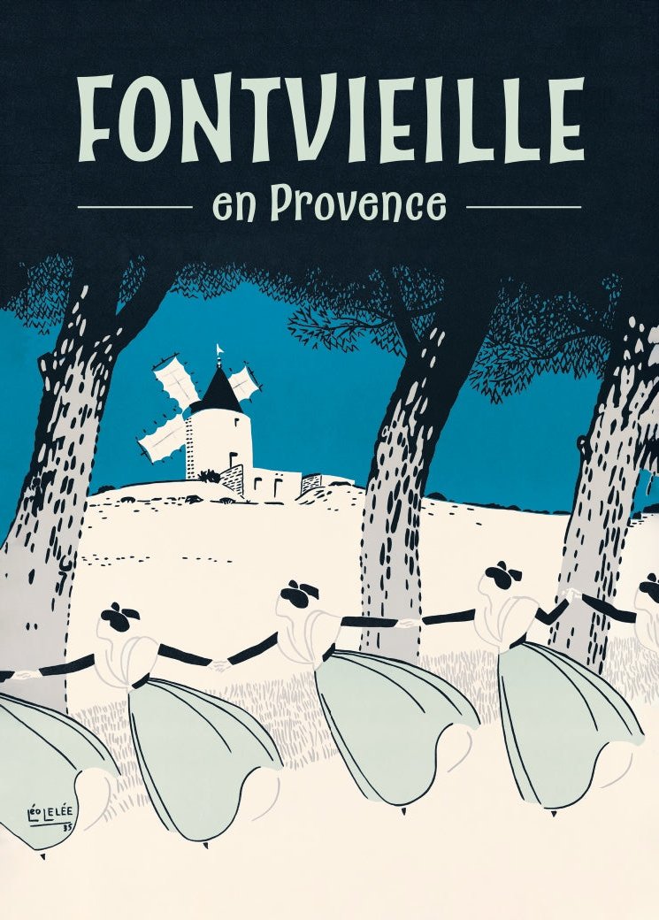 Carte Postale "Farandole bleue au Moulin de Fontvieille" de Léo LELÉE