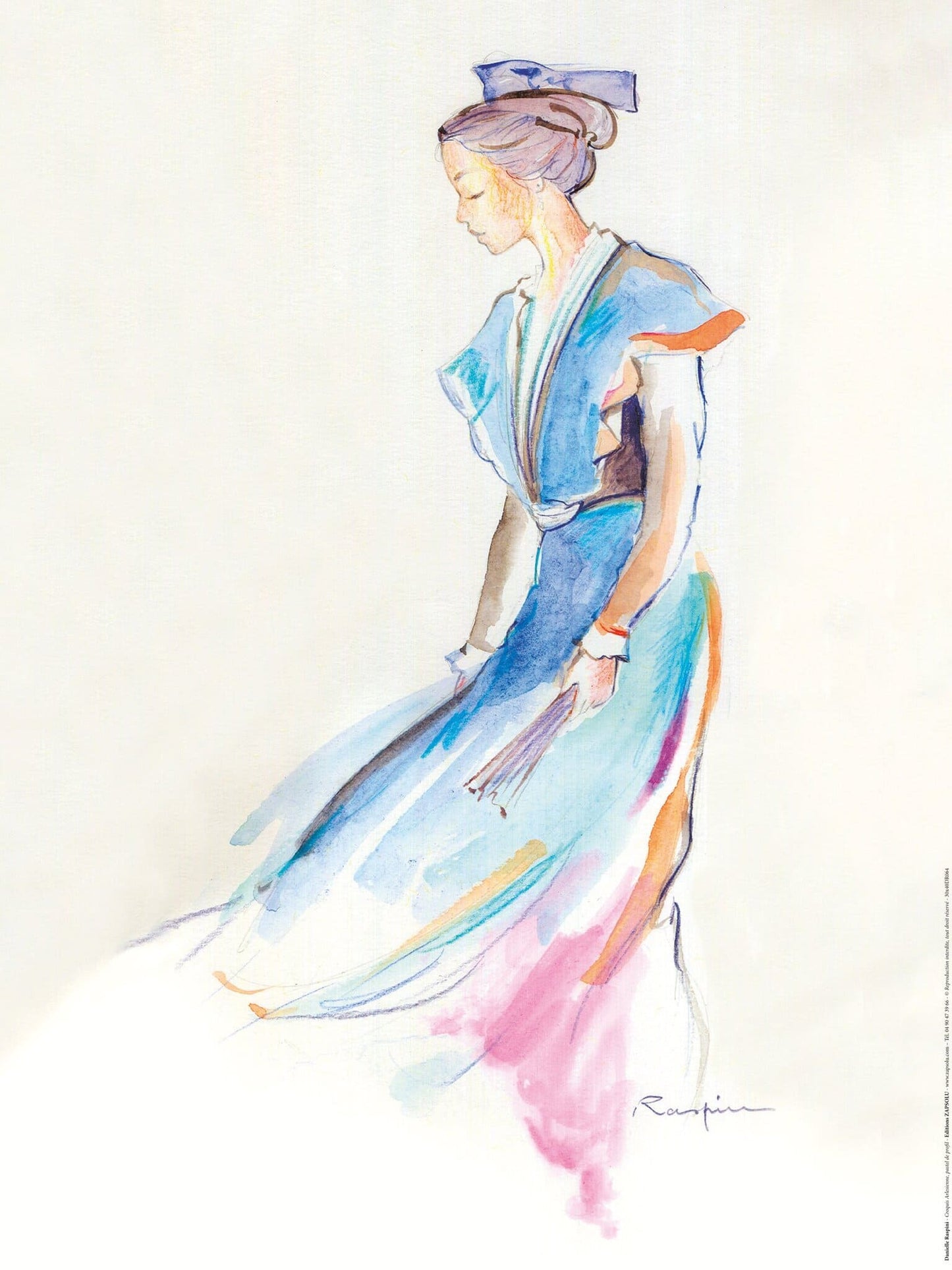 Affiche "Croquis d'Arlésienne pastel de profil" de Danielle RASPINI