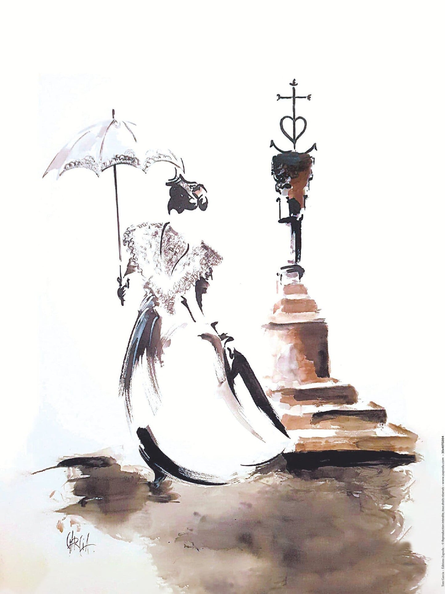 Carte Postale : "Arlésienne et Croix de Camargue" de Tom GARCIA
