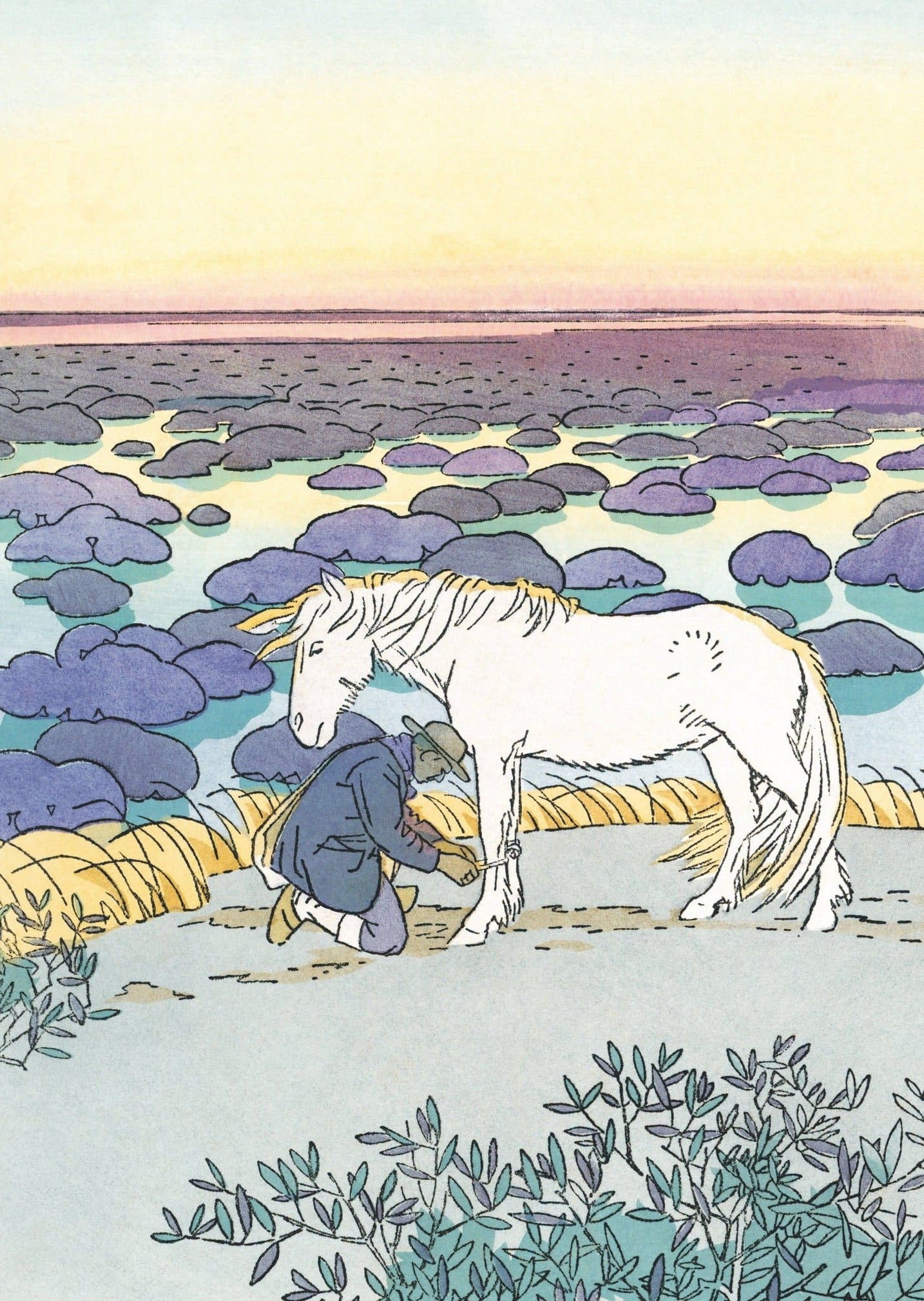 Reproduction d'Art : "Le Gardian et son cheval Camargue (illustration du Nouve Gardian)"