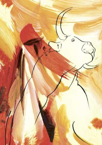 Carte Postale d'Art : "Toro blanco" de Gil PIRÈS