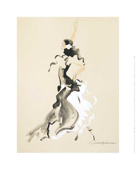 Affiche "Sévillane à la fleur blanche" de Danielle RASPINI