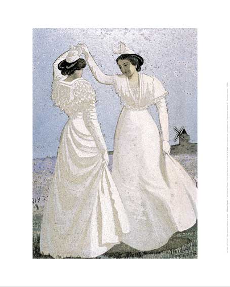 Affiche "Deux arlésiennes blanches au moulin" de Léo LELÉE