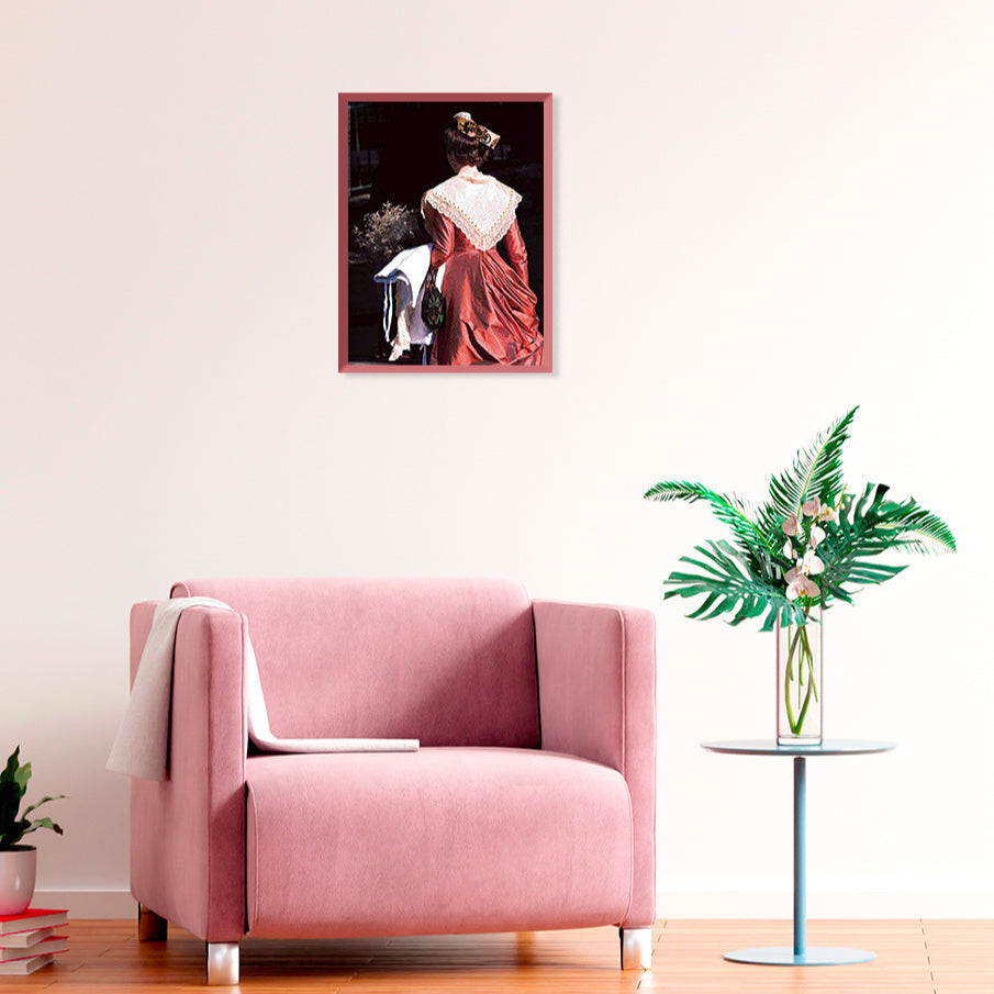 Affiche : "Arlésienne rouge au bouquet de saladelles" de Gilles MARTIN-RAGET