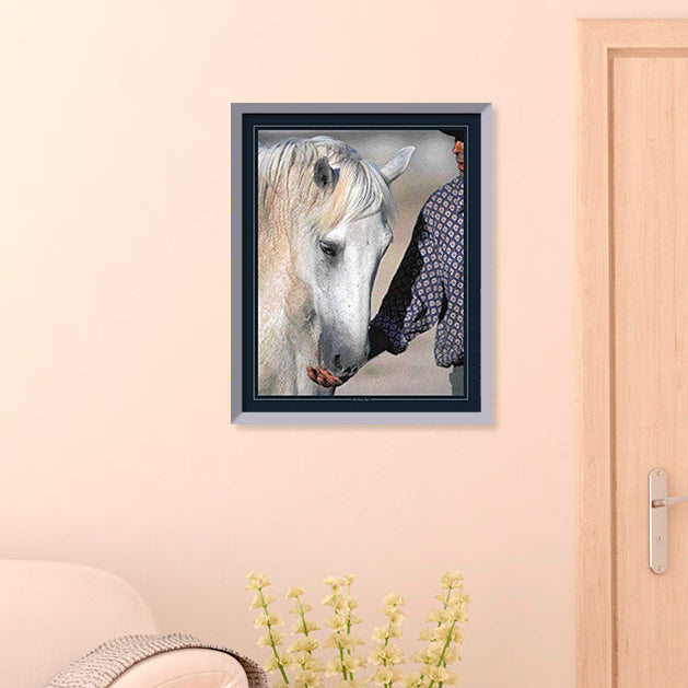 Affiche : "Gardian et son Cheval Camargue" de Gilles MARTIN-RAGET