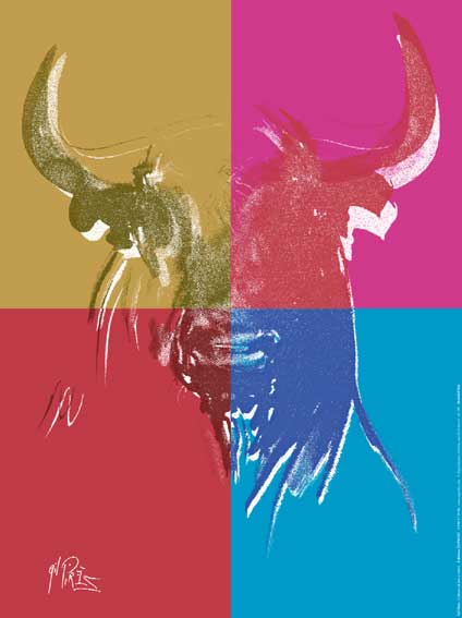Reproduction d'Art : "Cabessa de Toro Multicolor"