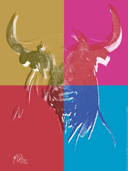 Affiche "Cabessa de Toro Multicolor" de Gil PIRÈS