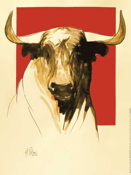 Affiche "Toro au rectangle rouge" de Gil PIRÈS