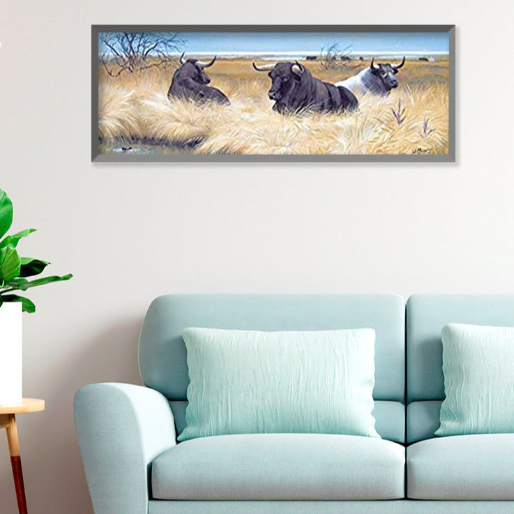 Affiche "Toros espagnols au pré en Camargue" de Jean MARIGNAN