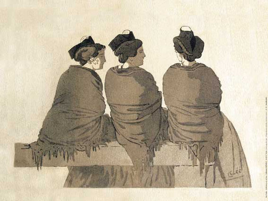 Reproduction d'Art : "Trois arlésiennes sur un banc" de Léo LELÉE