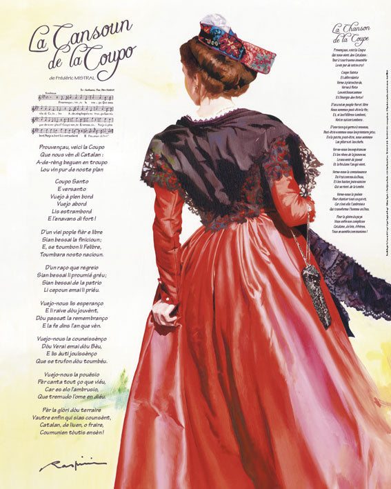 Affiche rouge "Coupo Santo" de Frédéric MISTRAL et Danielle RASPINI