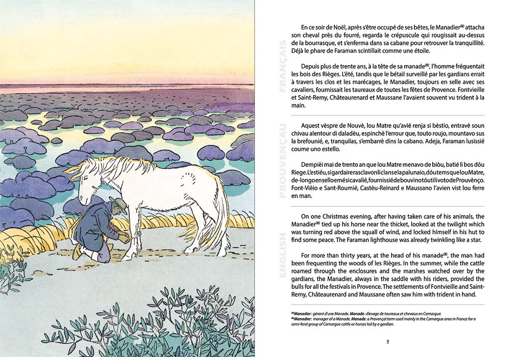 Livre illustré de prestige "Nouvè Gardian" de Joseph d'ARBAUD, illustration par Léo LELÉE