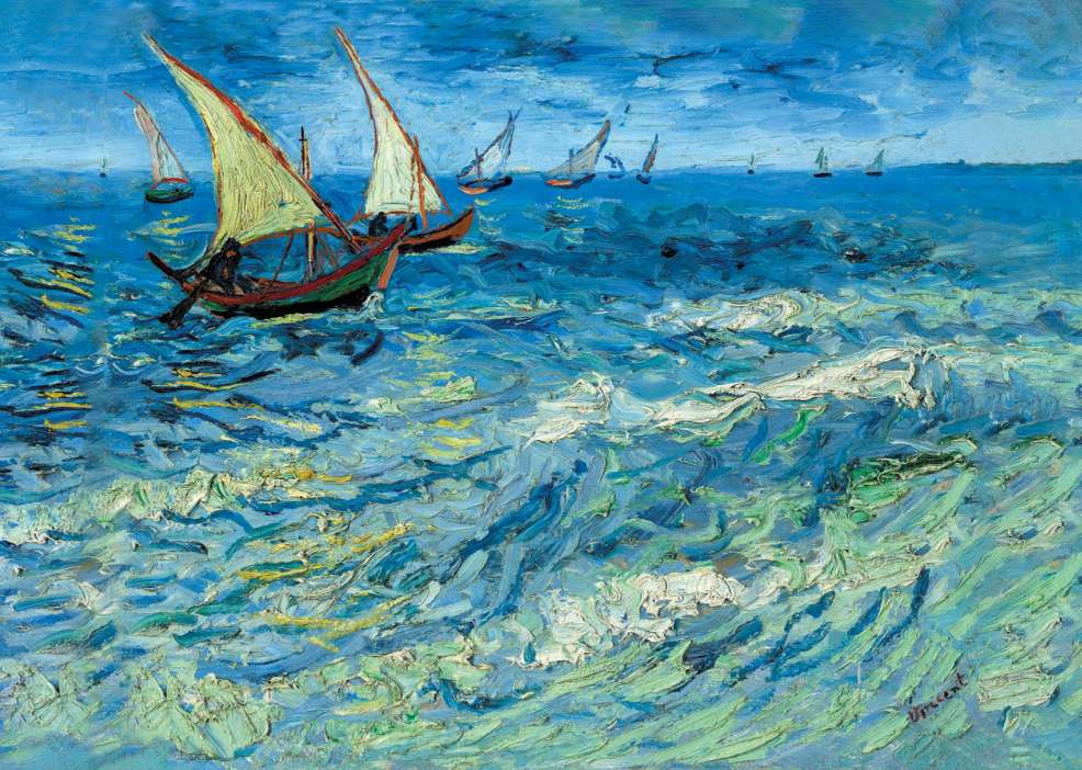 Carte Postale d'Art : "La mer aux Saintes-Maries" de Vincent VAN GOGH