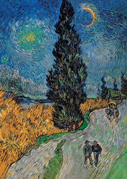 Carte Postale d'Art : "Route avec cyprès et étoiles" de Vincent VAN GOGH