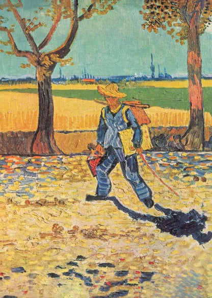 Carte Postale d'Art : "Peintre sur le chemin de Tarascon" de Vincent VAN GOGH