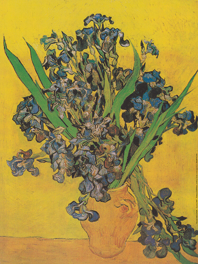 Carte Postale d'Art : "Les Iris" en pot de Vincent VAN GOGH