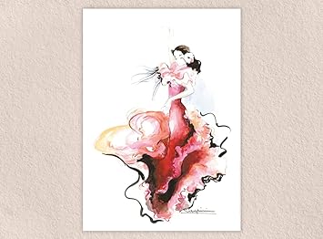 Reproduction d'Art : "Sévillane à la robe orchidée" de Danielle RASPINI