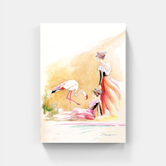 Affiche "Croquis d'Arlésiennes et flamant rose" de Danielle RASPINI
