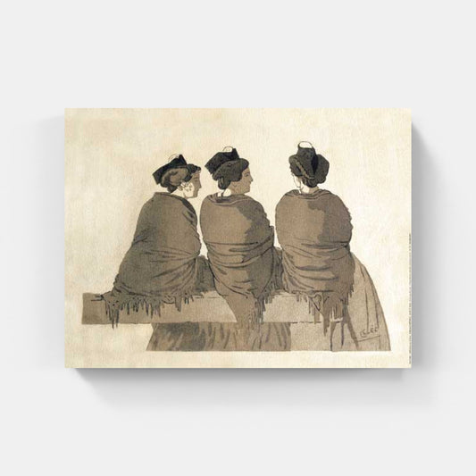 Affiche "Trois arlésiennes sur un banc" de Léo LELÉE