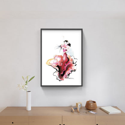 Affiche "Sévillane à la robe orchidée" de Danielle RASPINI