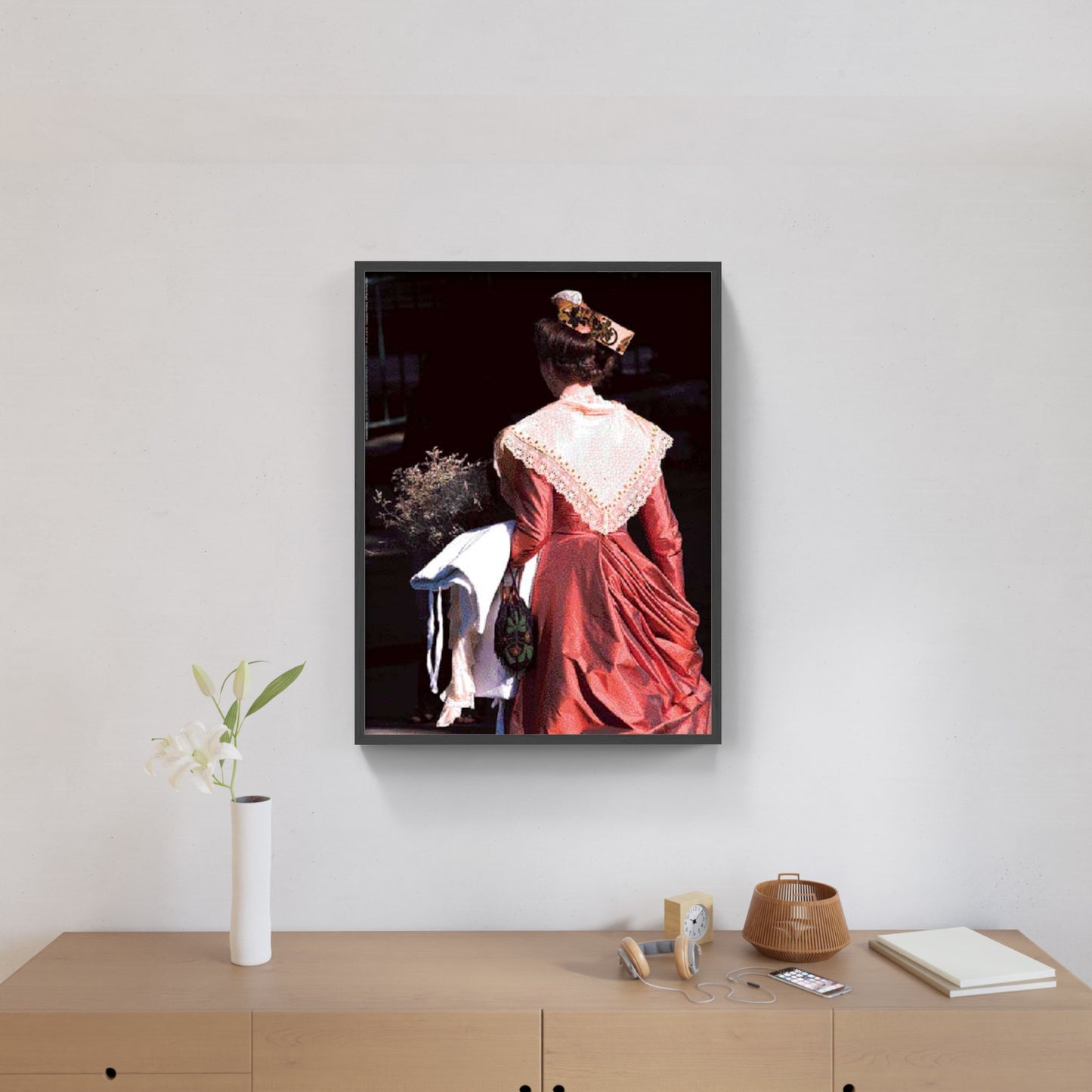Affiche : "Arlésienne rouge au bouquet de saladelles" de Gilles MARTIN-RAGET