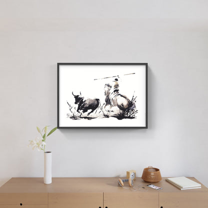 Affiche "Tri du bétail en Camargue" de Tom GARCIA
