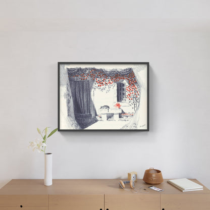 Affiche "Sieste du chat devant le mas" de Léo LELÉE