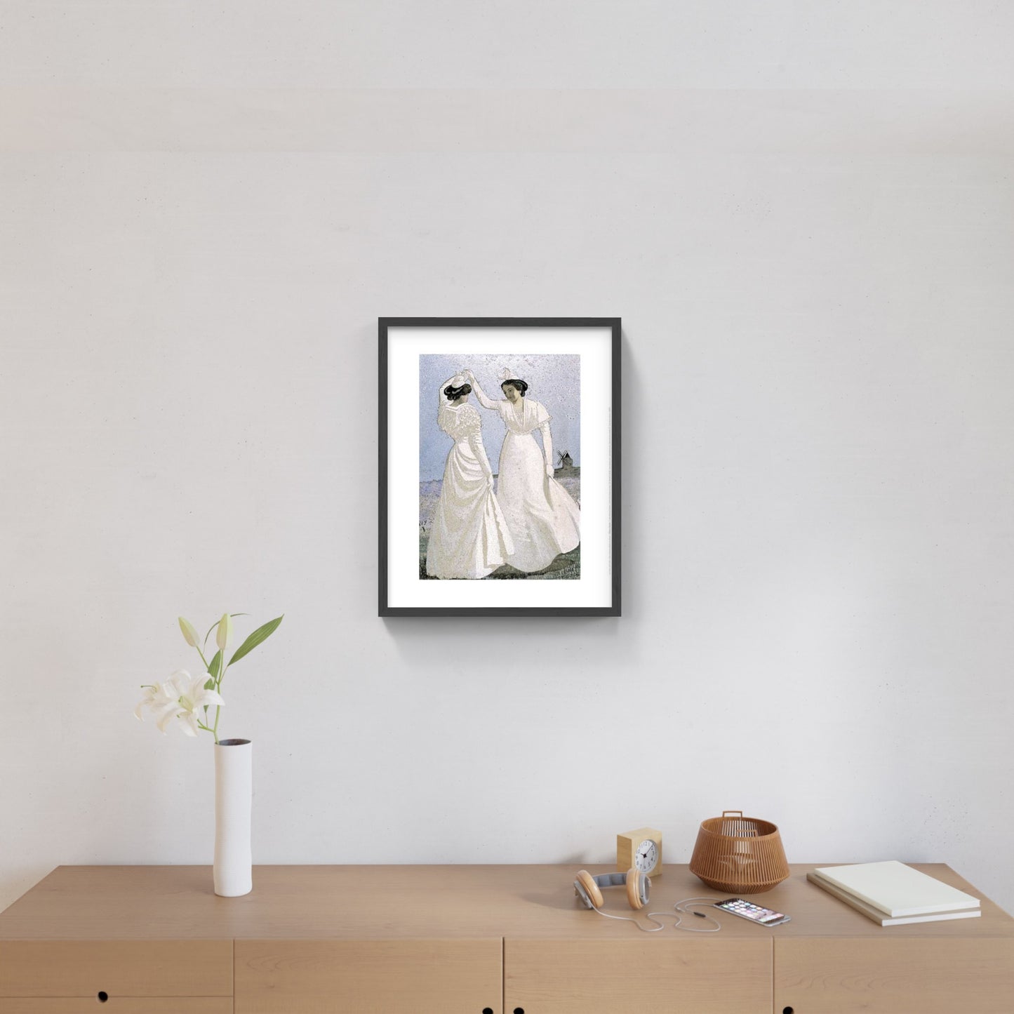 Affiche "Deux arlésiennes blanches au moulin" de Léo LELÉE