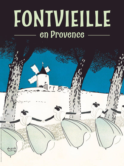 Affiche "Farandole bleue au Moulin de Fontvieille" de Léo LELÉE