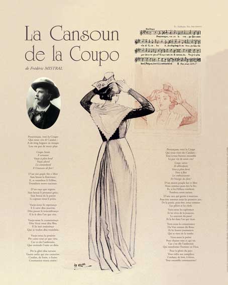 Coupo Santo - Affiche vintage "La Cansoun de la Coupo" de Frédéric MISTRAL et Léo LELÉE