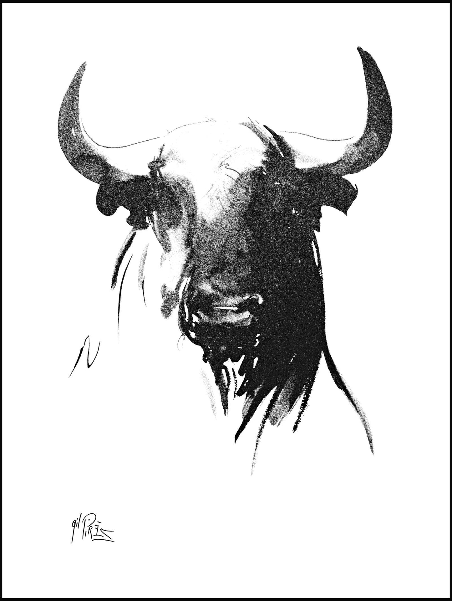 Reproduction d'Art : "Cabessa de Toro Blanco y Negro" de Gil PIRÈS