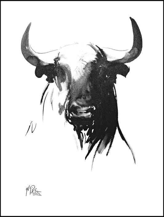 Reproduction d'Art : "Cabessa de Toro Blanco y Negro" de Gil PIRÈS
